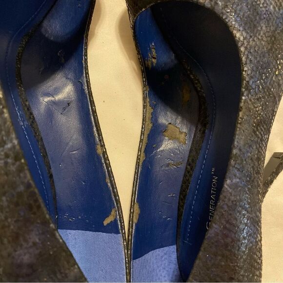 BCBG Generation Open Toe Heels Size 8 Blue Black - Picture 7 of 11